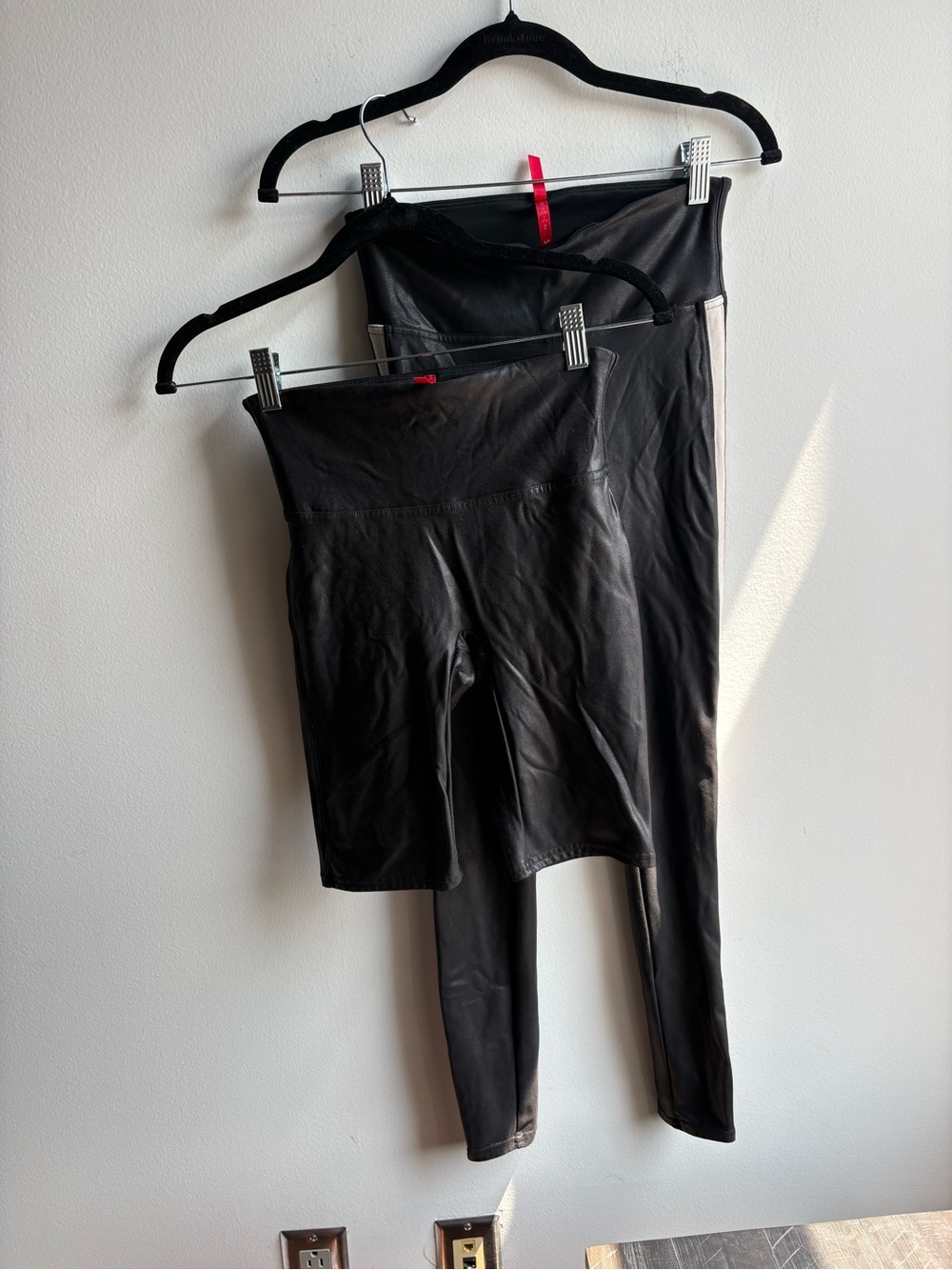 SPANX Black High-Waist Faux-Leather Leggings & Bike Shorts Duo